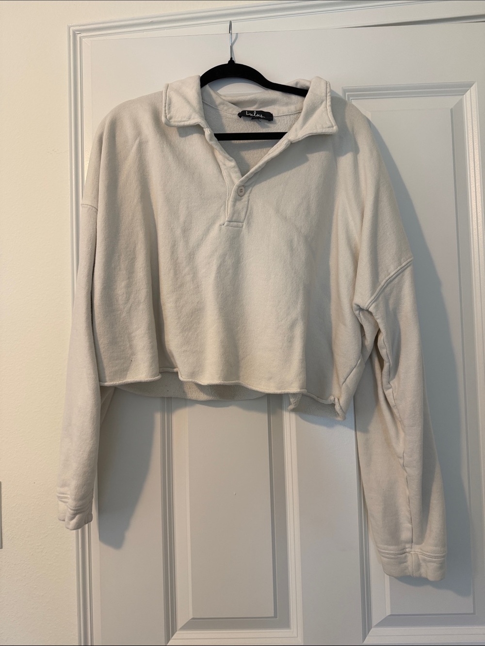 Lulu's Cream Cropped Polo Sweater